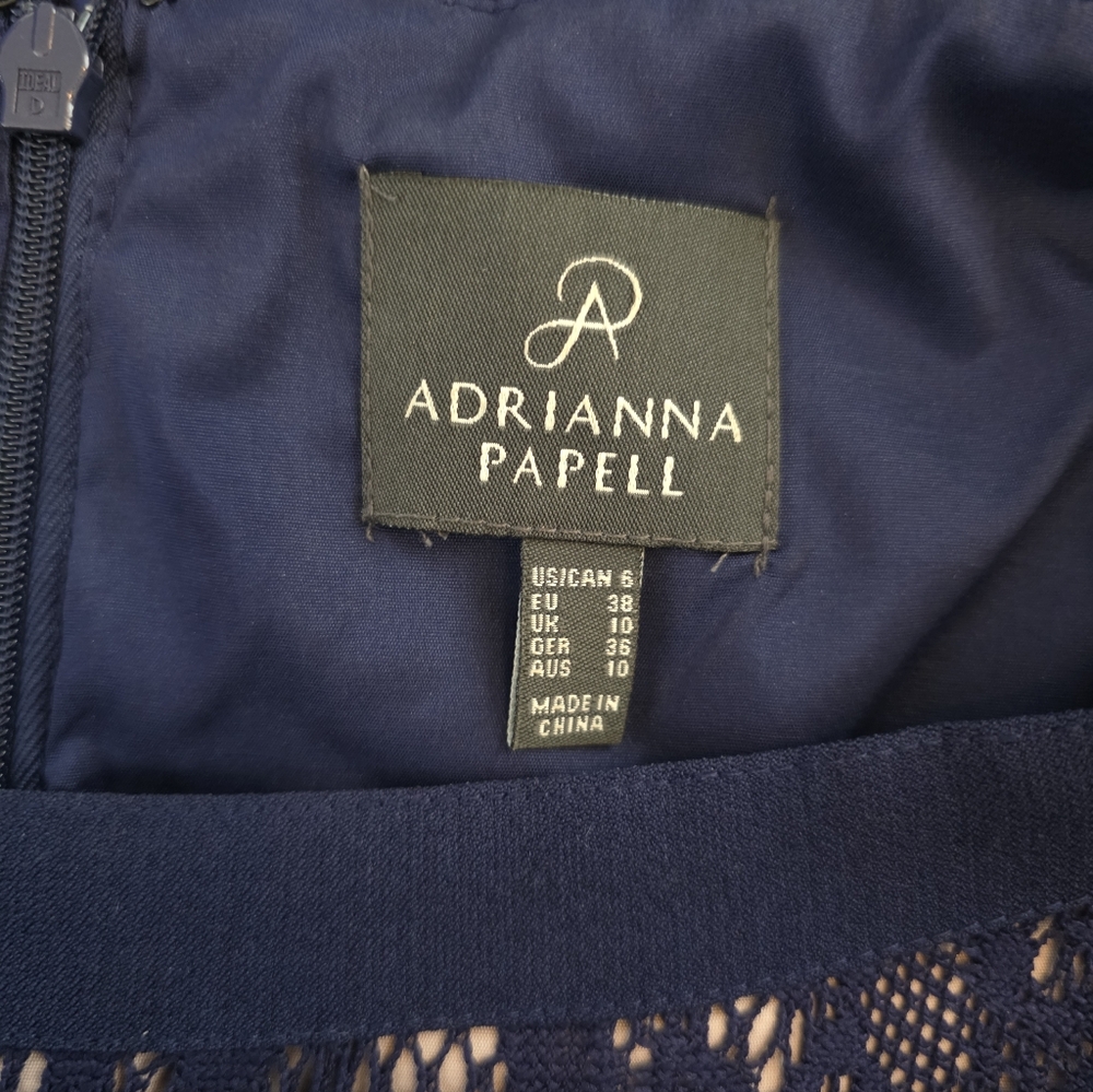 Adrianna Papell Navy Blue Lace Sheath Dress, 6 - Picture 4 of 4